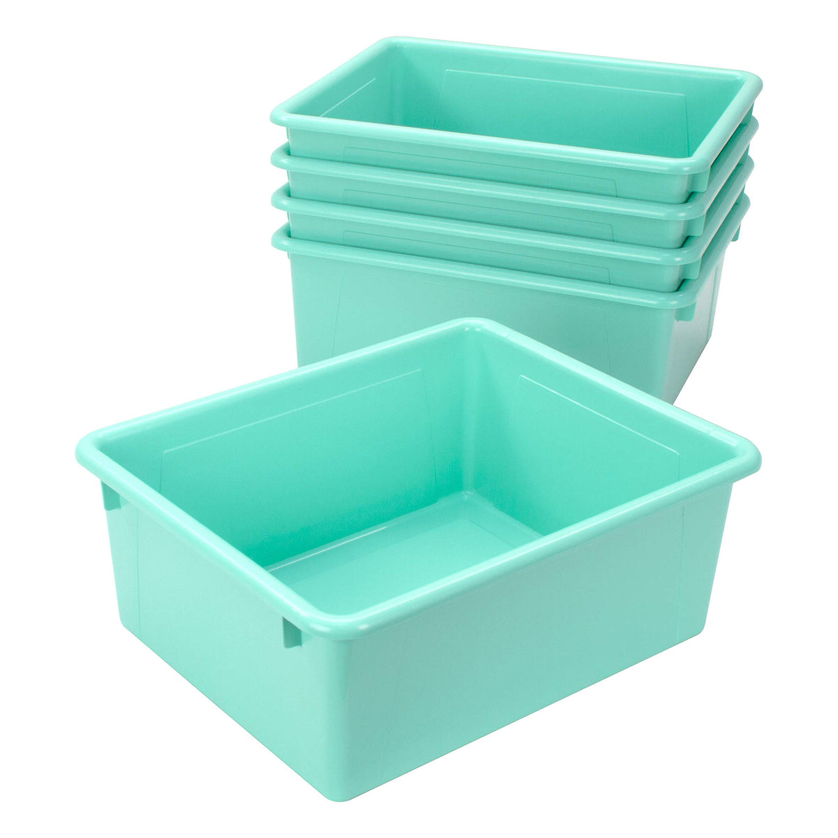 Storex Letter Size Deep Storage Tray – Organizer Bin for Classroom, Office and Home, Teal, 5-Pack
