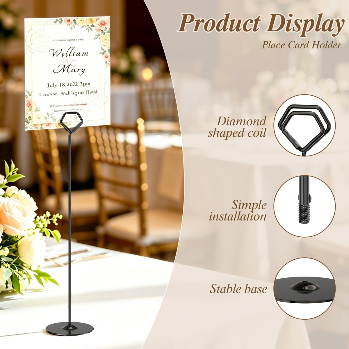 Urban Deco 16PK Table Number Holders 12 Inches Place Card Holder Metal Table Card Holders, Picture