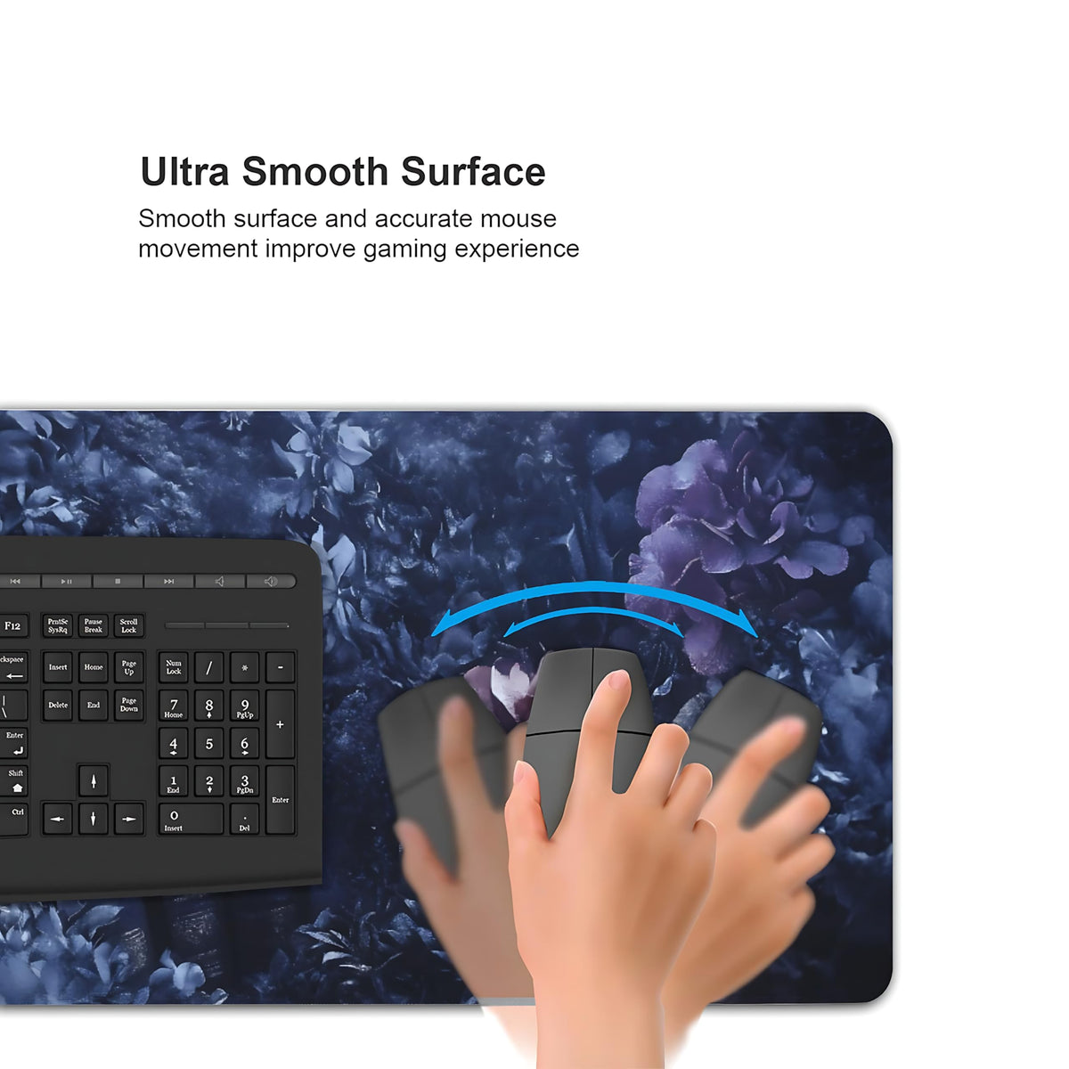 Floral Aesthetic Book Gaming Mouse Pad, Purple Dark Romanticism Desk Mat with Anti-Slip Base &
