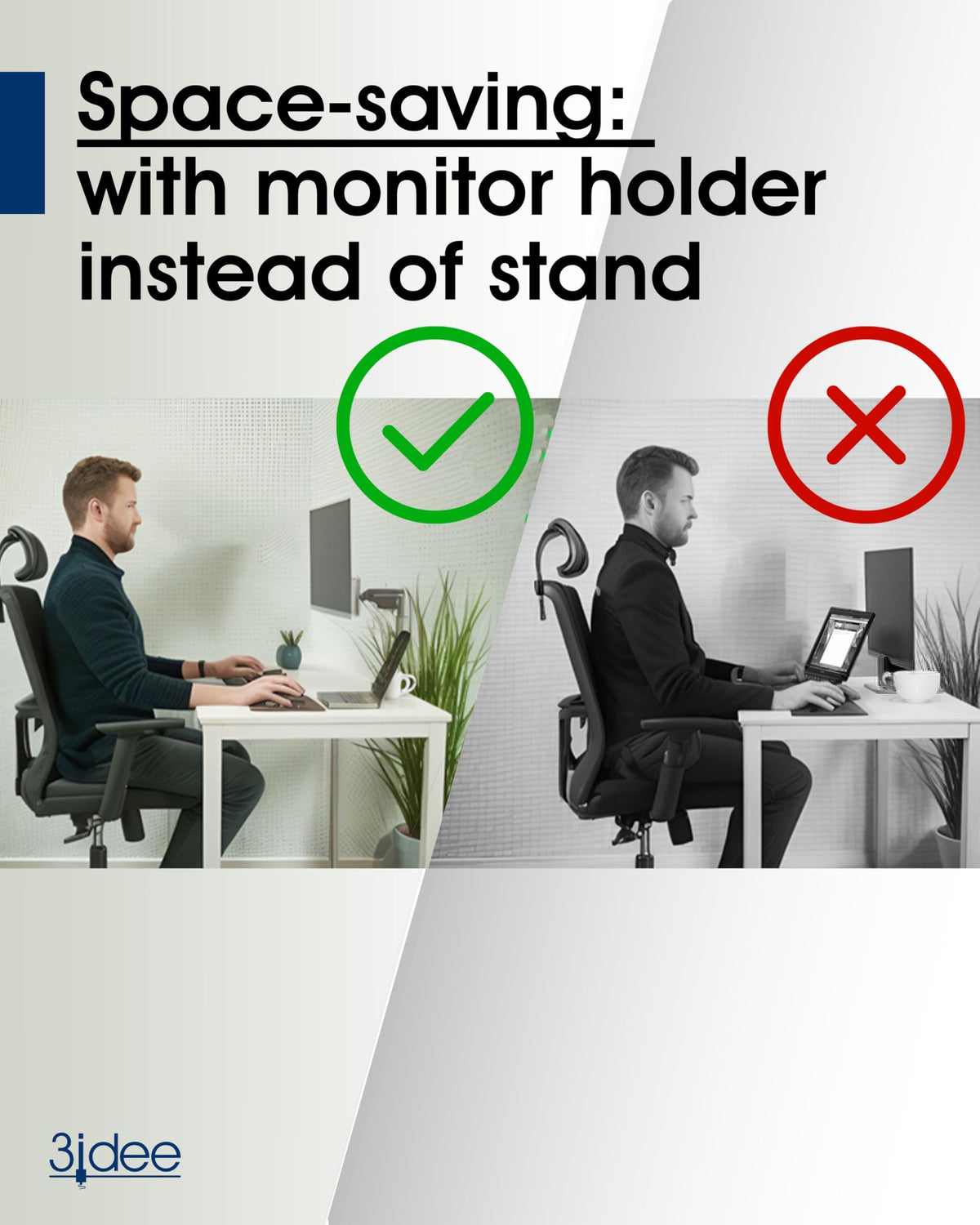 3IDEE Universal VESA Spacer Compatible with Many Samsung, HP, MSI Monitors (Samsung Odyssey G95C &