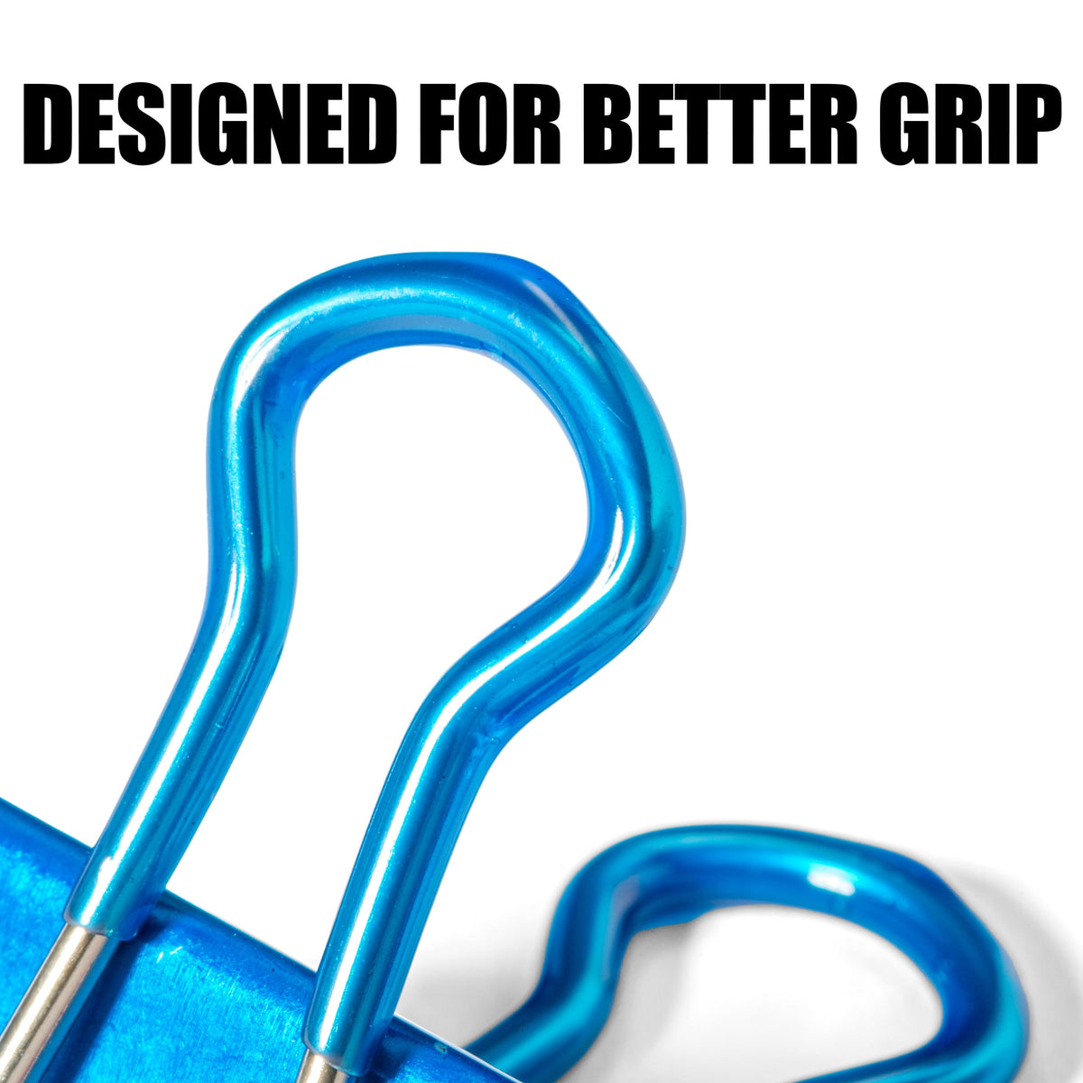 Officemate 31054 Easy Grip Medium Binder Clips, 6 packs of 12 clips each, assorted metallic colors.