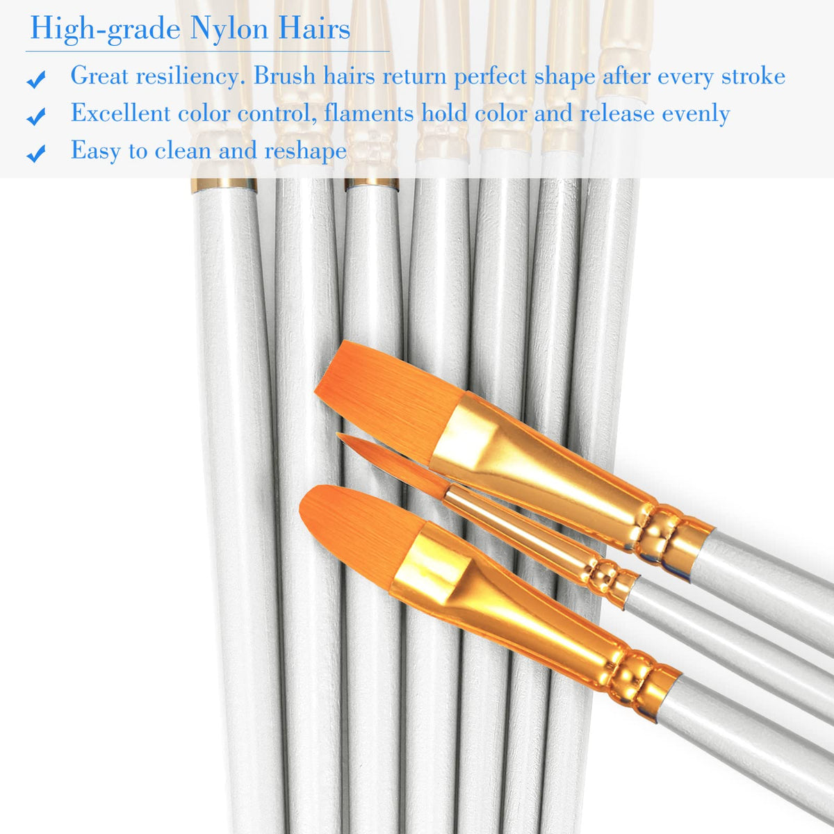 BOSOBO Paint Brushes Set, 6 Pack 60 Pcs Round Pointed Tip Paintbrushes Nylon Hair Artist Acrylic