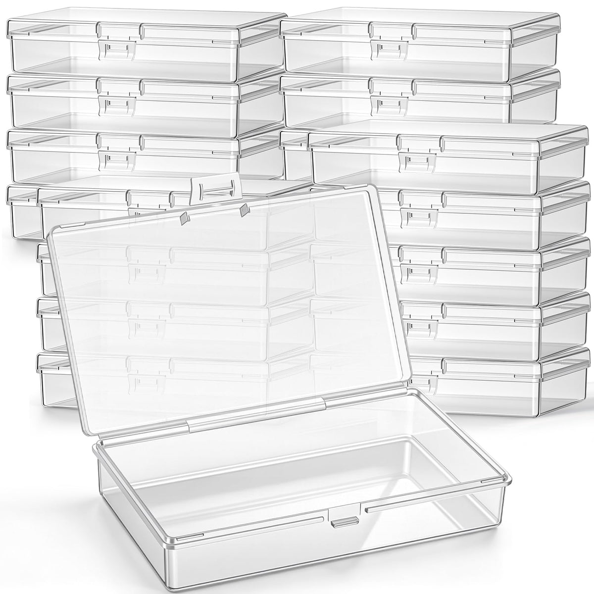 Jetec 18 Pieces Small Clear Plastic Storage Box, 5.2 x 3 x 1.2 Inch