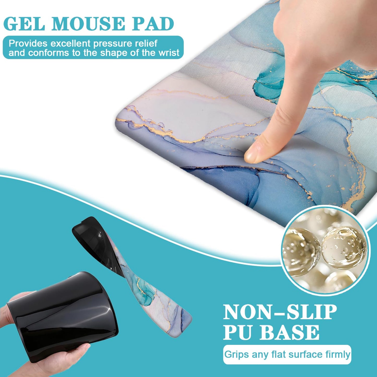 LATEEFAH Mouse Pad Wrist Support, Ergonomic Mouse Pad, Memory Foam Mouse Pad with Wrist Rest