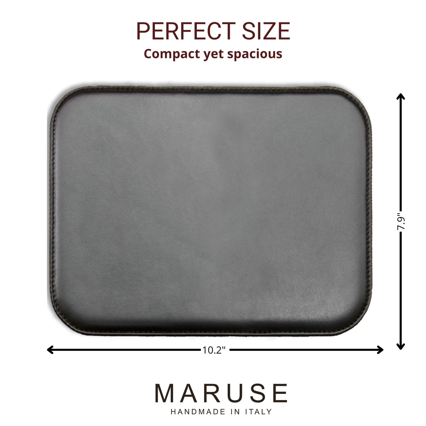 Maruse Italian Leather Mouse Pad for Home or Office Desktop, Handmade in Italy, Black