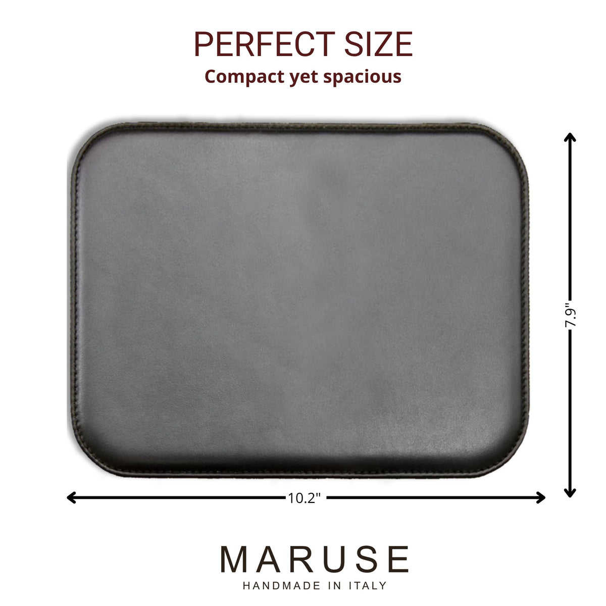 Maruse Italian Leather Mouse Pad for Home or Office Desktop, Handmade in Italy, Black