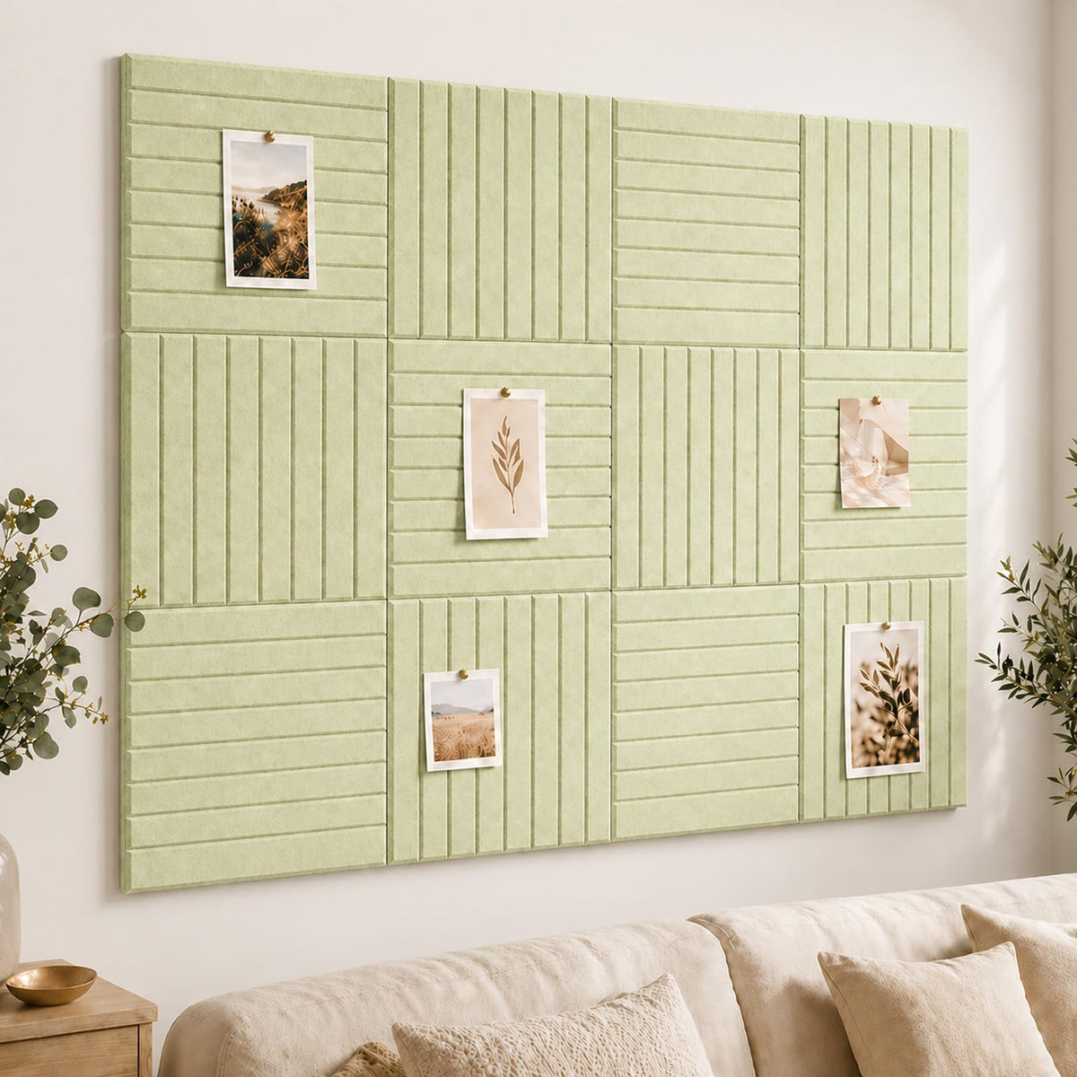 Baysola Stripe Felt Bulletin Board Tiles, Cork Board Alternative 48 x 36 in