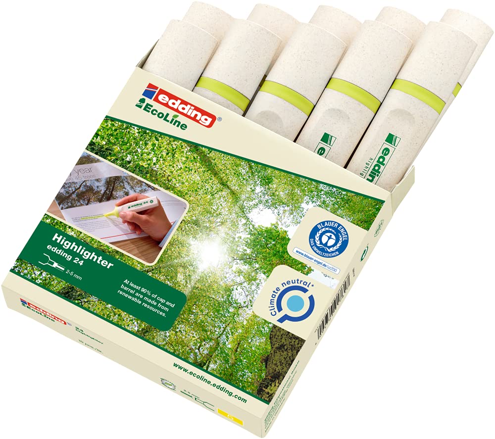 edding 24 EcoLine highlighter - yellow - 10 highlighters - chisel nip 2-5 mm - for quick and easy