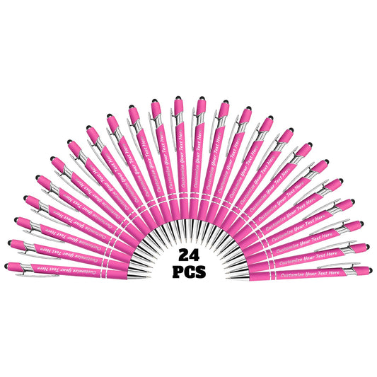 YanNanKe 24 PCS Custom Pens Personalized Bulk, Customized Engraving Ballpoint Pens with Stylus Name