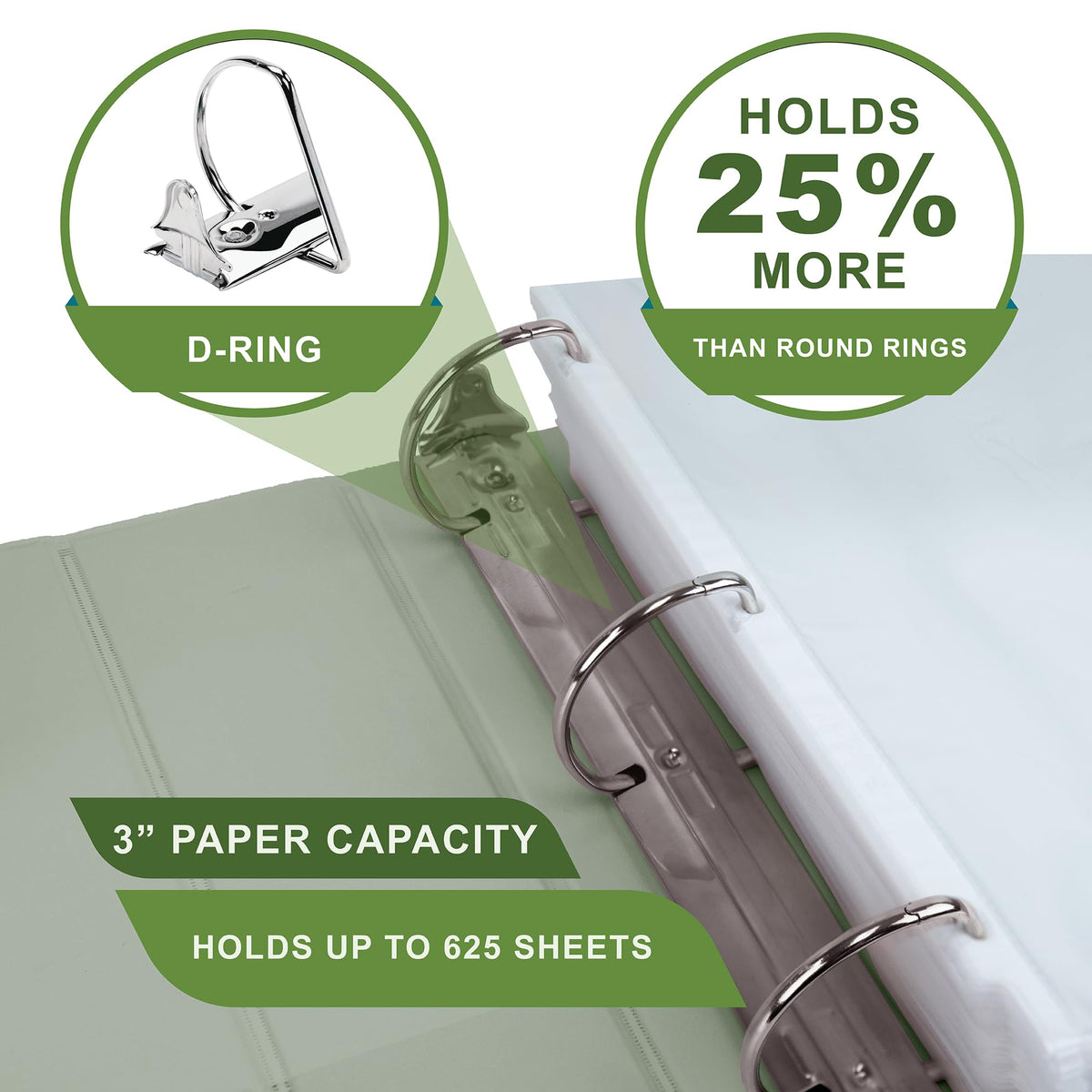 Samsill Plant-Based 3 Inch Durable D-Ring, View Binder, Eco-Friendly, USDA Certified Biobased, 4