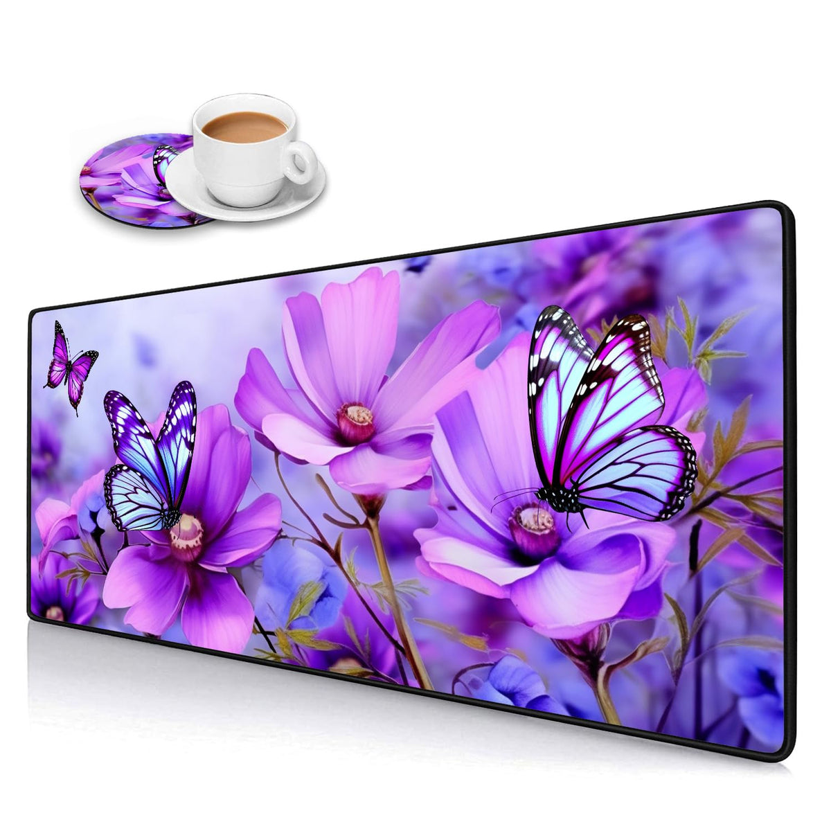 Desk Pad Mat Gaming Mouse Pads with Coasters,Stitched Edges Design Mouse Pad XXL Large Mouse Pad