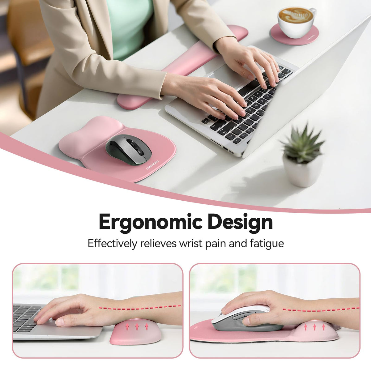 TECKNET Gel Ergonomic Mouse Pad & Keyboard Wrist Rest & Coaster