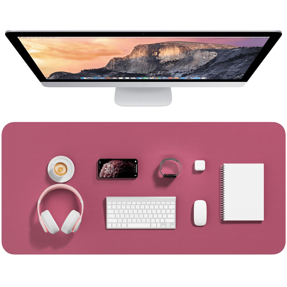Hsurbtra Desk Pad, 35.5" x 17" PU Leather Desk Mat, XXL Extended Mouse Pad, Waterproof Desktop