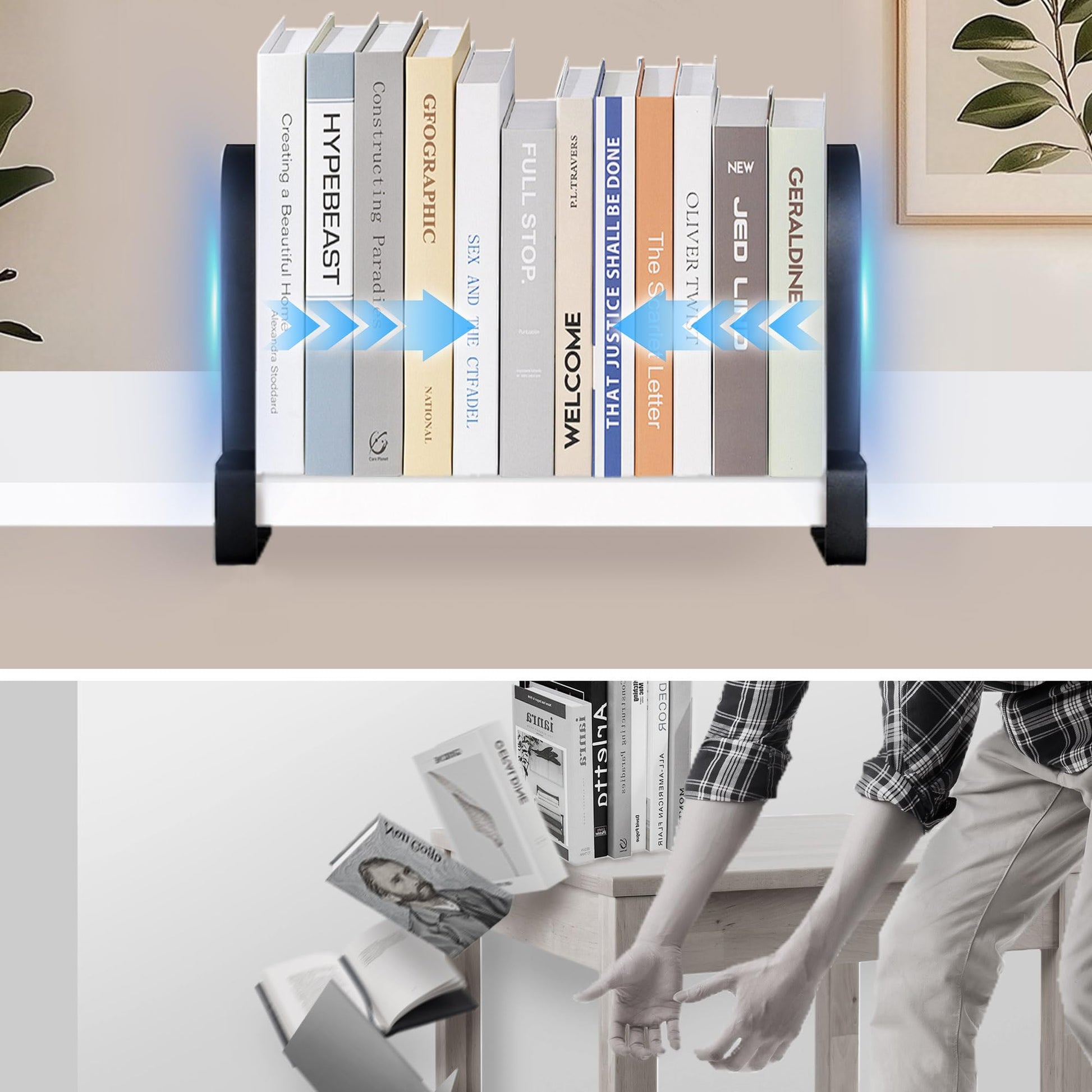 Book Ends for Shelves: Black Metal Book Ends, Heavy Duty Bookend Supports for Shelves, Non-Skid