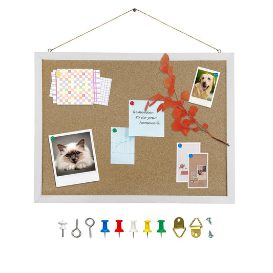 Cork Bulletin Board, 15.7 X 12 Inches Rectangle White Oak Wood Finish Frame for Office Home and