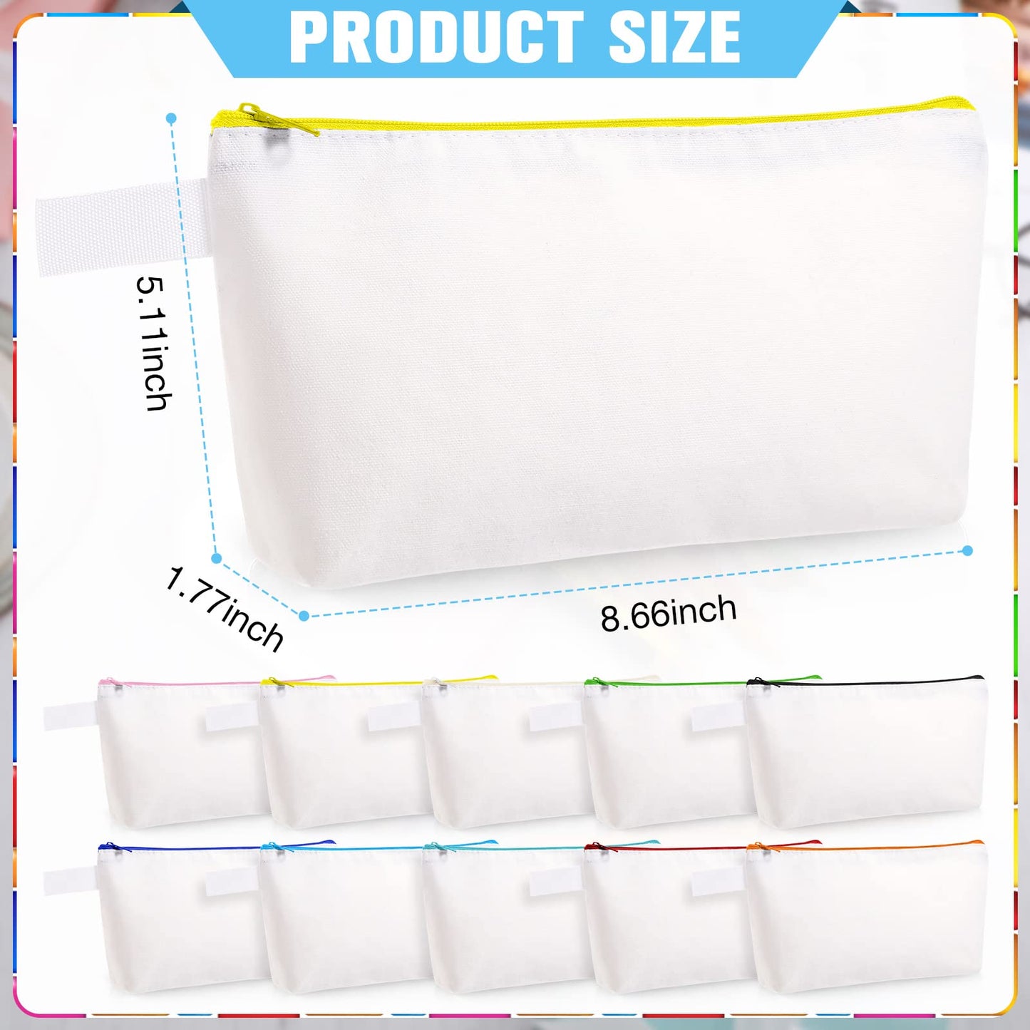 Saintrygo 30 Pieces Blank DIY Craft Canvas Pencil Case - Makeup Pouch Bags in Bulk, Travel Toiletry