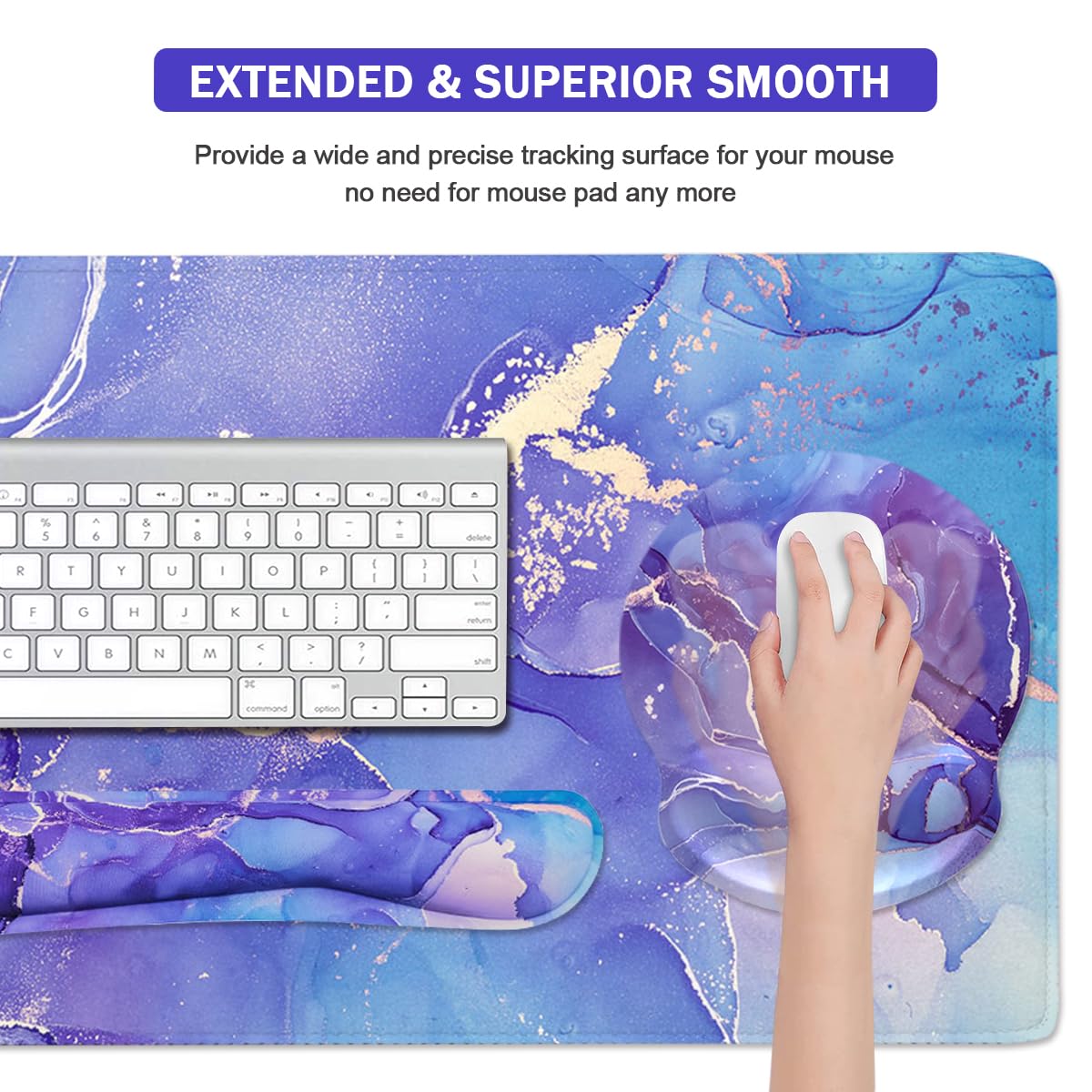 4-in-1 Gaming Mouse Pad Wrist Support Set，Desk Pad + Mouse Pad with Wrist Rest + Keyboard Wrist