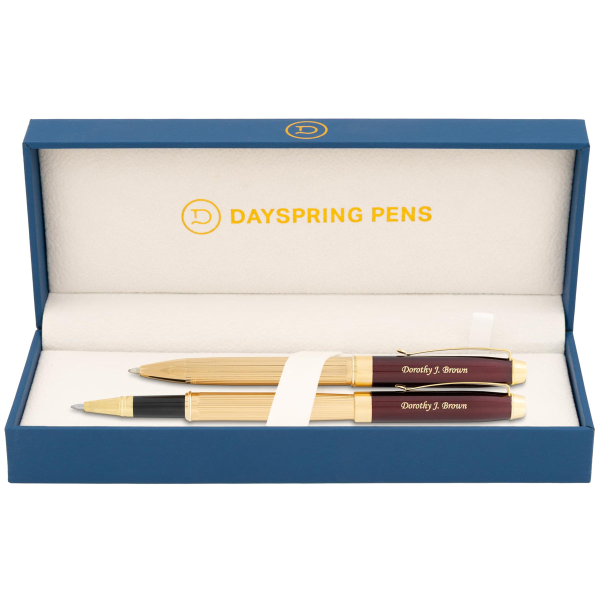 Dayspring Pens Braxton Personalized Ballpoint & Rollerball Set, Red Lacquer