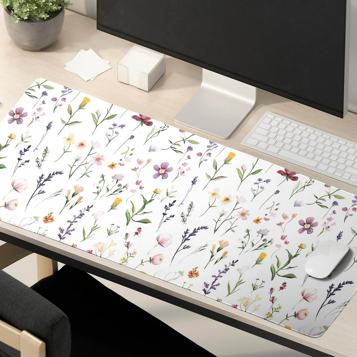 Spring Summer Wildflower Desk Pad Mouse Pad XXL 35.4”x15.7” Large Extended Gaming Mouse Pad with