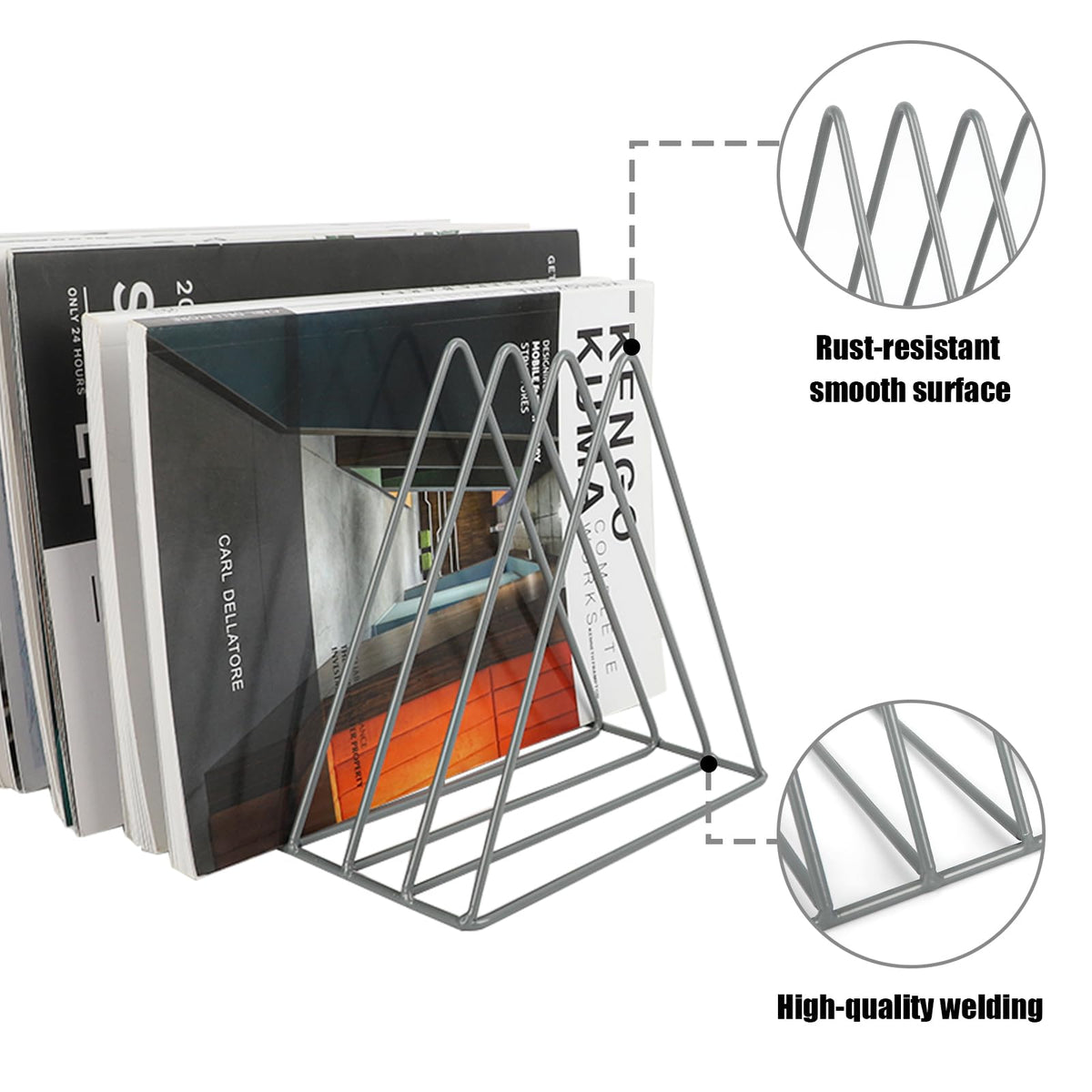 EASEPRES Vinyl Record Holder Storage, 9 Slot Metal Magazine Book Album Display Rack, Stylish