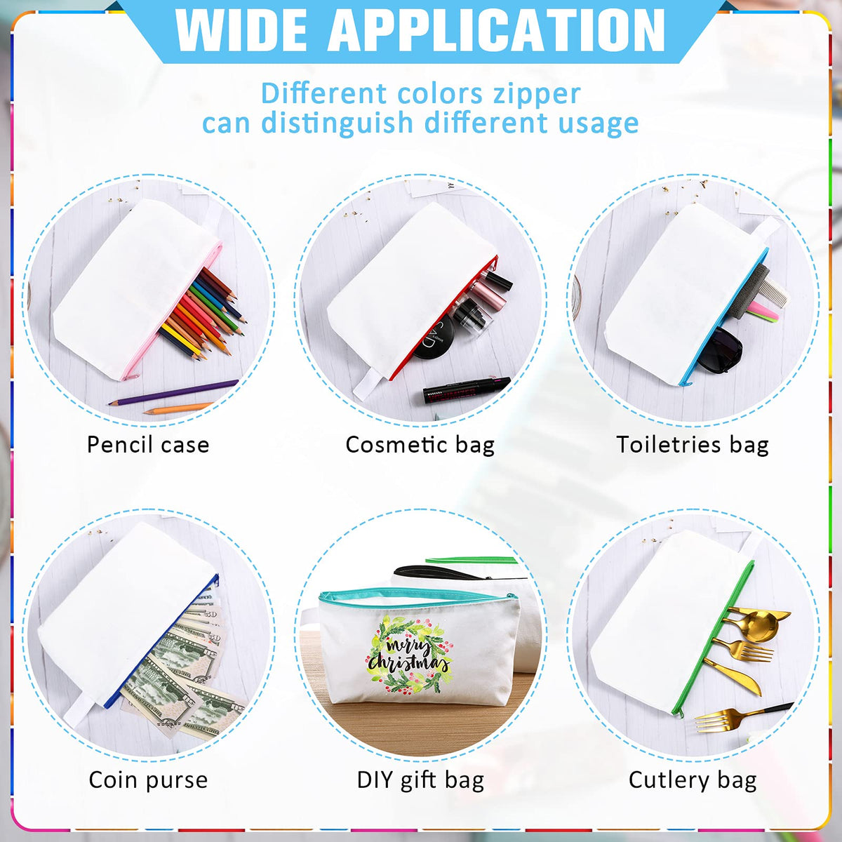 Saintrygo 30 Pieces Blank DIY Craft Canvas Pencil Case - Makeup Pouch Bags in Bulk, Travel Toiletry