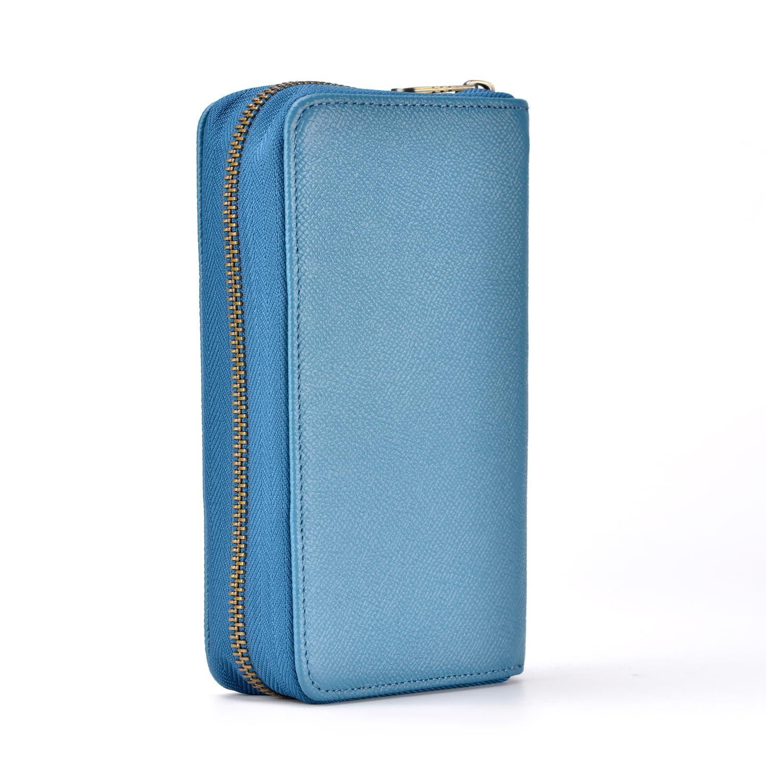 Asvine Fountain Pen Case Genuine Leather Pen Case 10 Divided Slots Blue, Rollerball Pen Holder