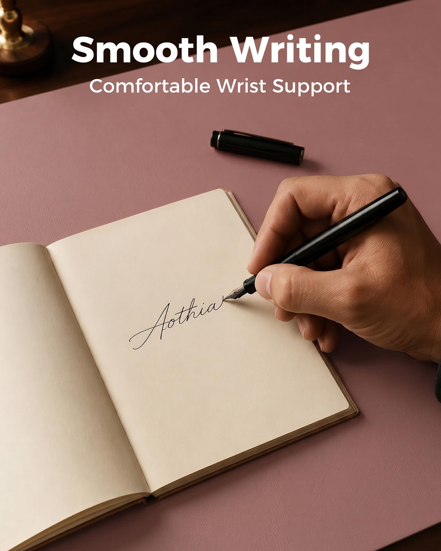 Aothia Dual-Sided Desk Mat, FSC Cork & PU Leather Desk Pad, Large Mouse Pad & Writing Surface for