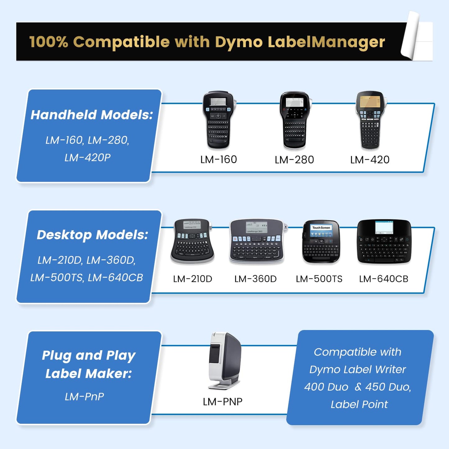 6X Colored Label Compatible with DYMO Label Maker Refills D1 1/2 Inch 23 Ft