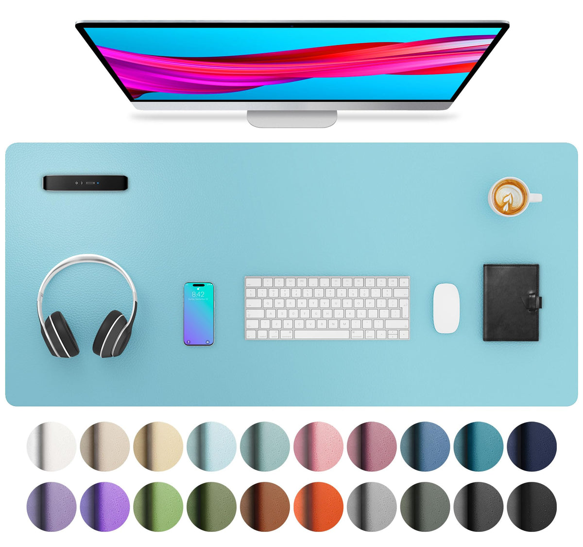 Aothia Large PU Leather Desk Pad Protector – Non-Slip Mouse Pad & Writing Mat for Office/Home