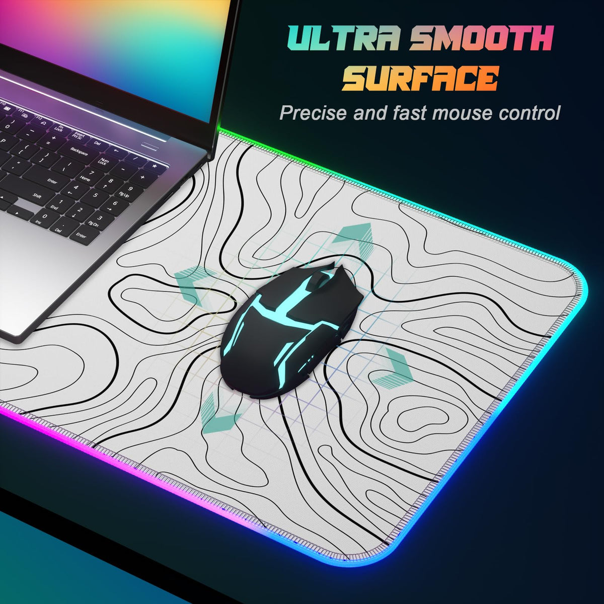 ITNRSIIET RGB Gaming Mouse Pad, Full Desk XL Extended Large Gaming Mousepad, 12 Lighting Modes 30%