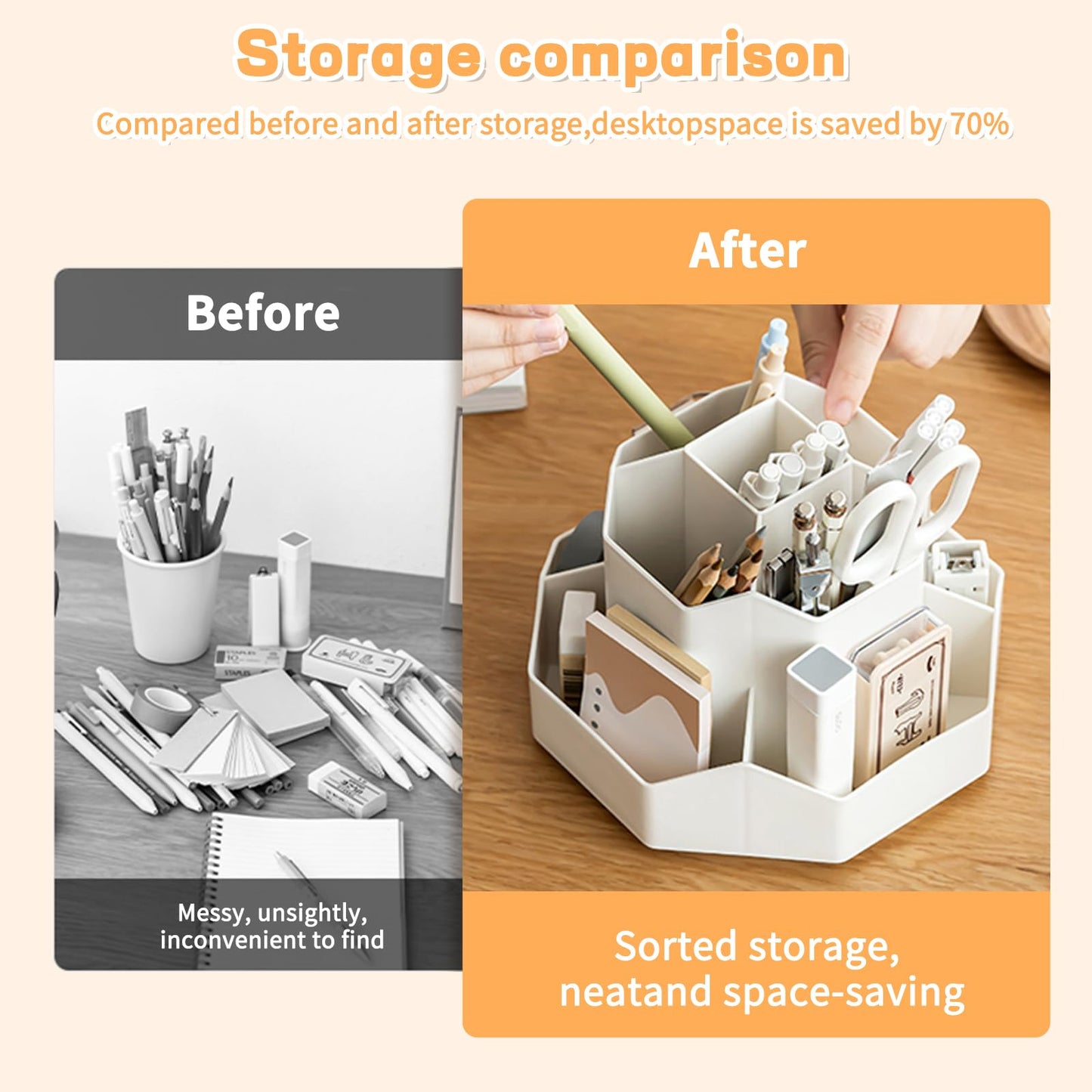 Cayxenful Pencil Pen Holder for Desk,9 Slots 360 Degree Rotating Desk Organizers,Desktop Storage