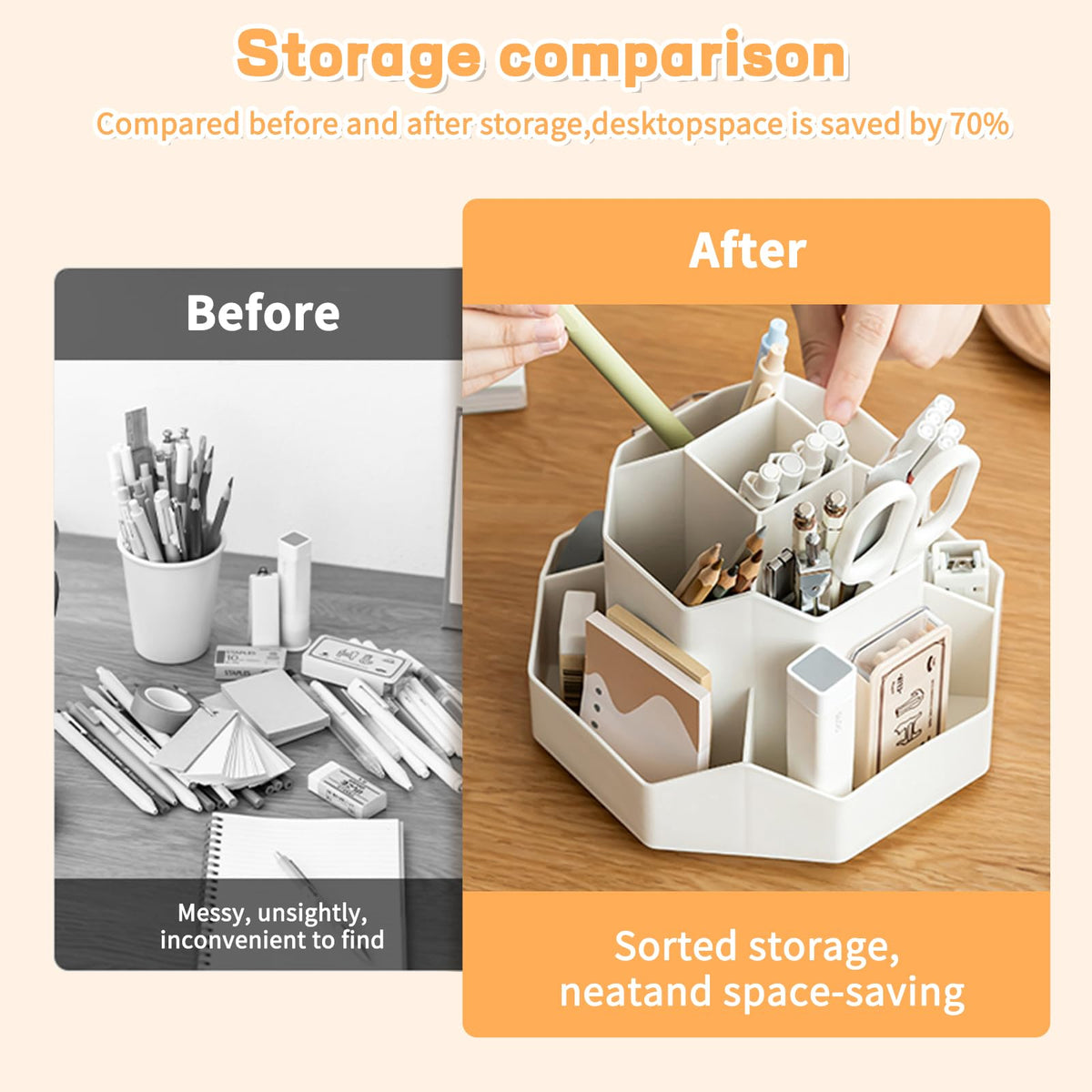 Cayxenful Pencil Pen Holder for Desk,9 Slots 360 Degree Rotating Desk Organizers,Desktop Storage