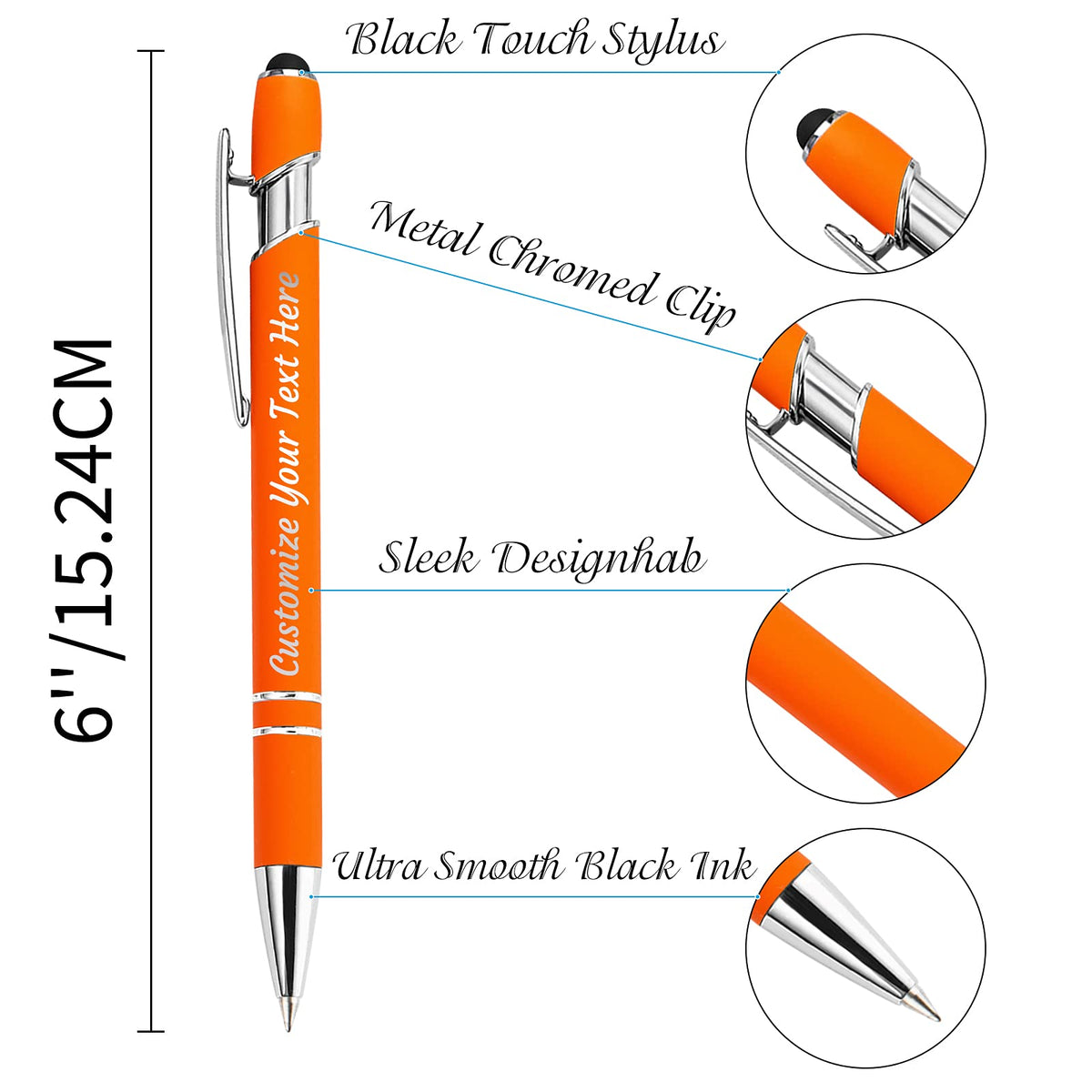 YanNanKe 24 PCS Custom Pens Personalized Bulk, Customized Engraving Ballpoint Pens with Stylus Name