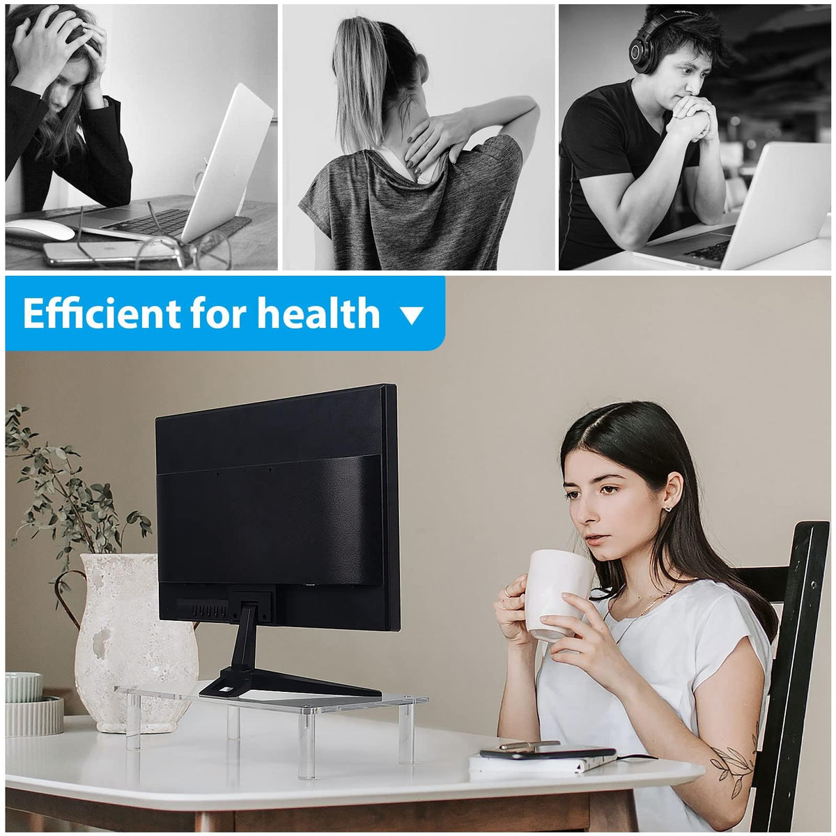 Sumerflos Clear Acrylic Monitor Laptop Stand, Sturdy and Save Space Computer Laptop Monitor Riser