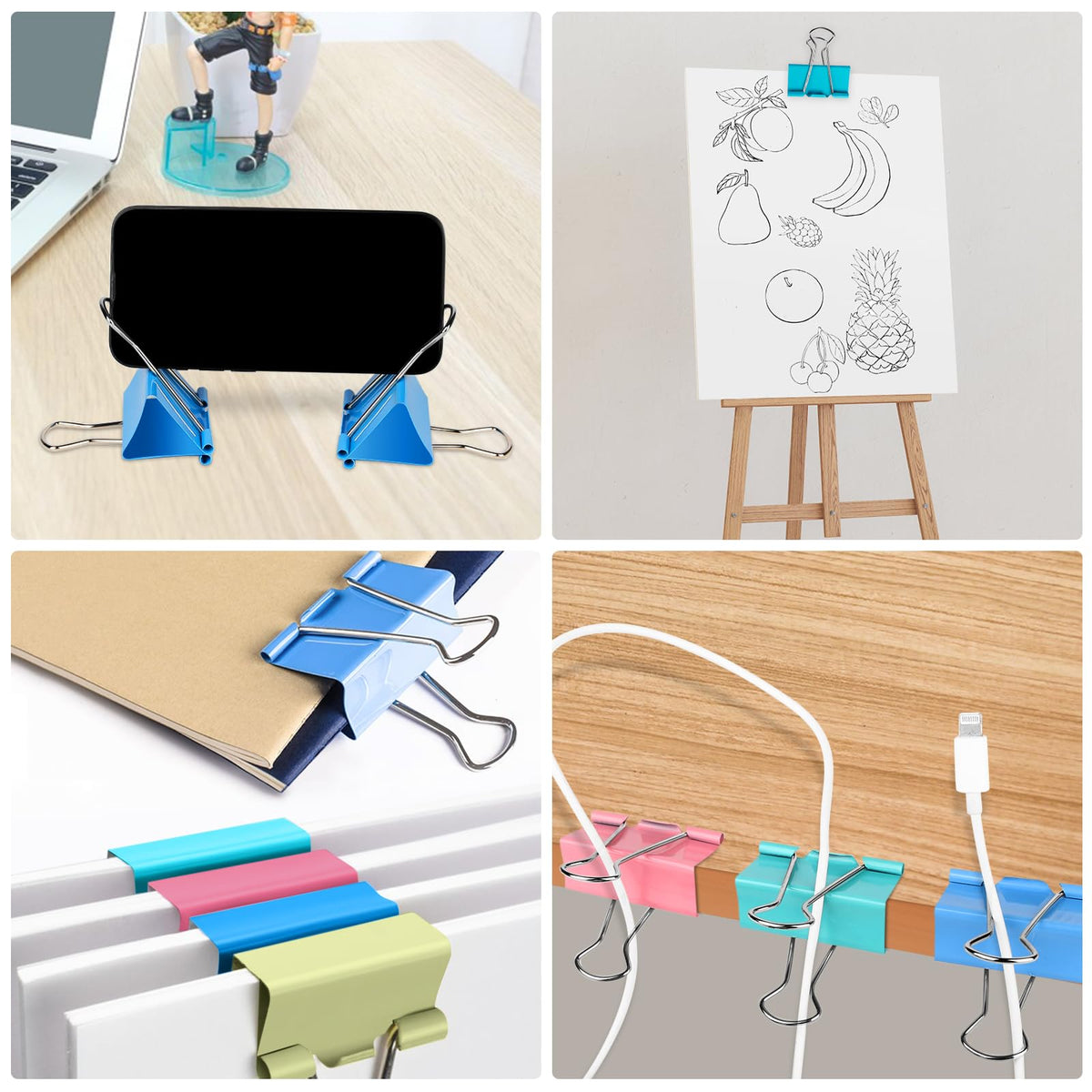 Ufmarine Extra Large Binder Clips 2 inch Length, (40 Pcs) Colorful Paper Clips Large for Office