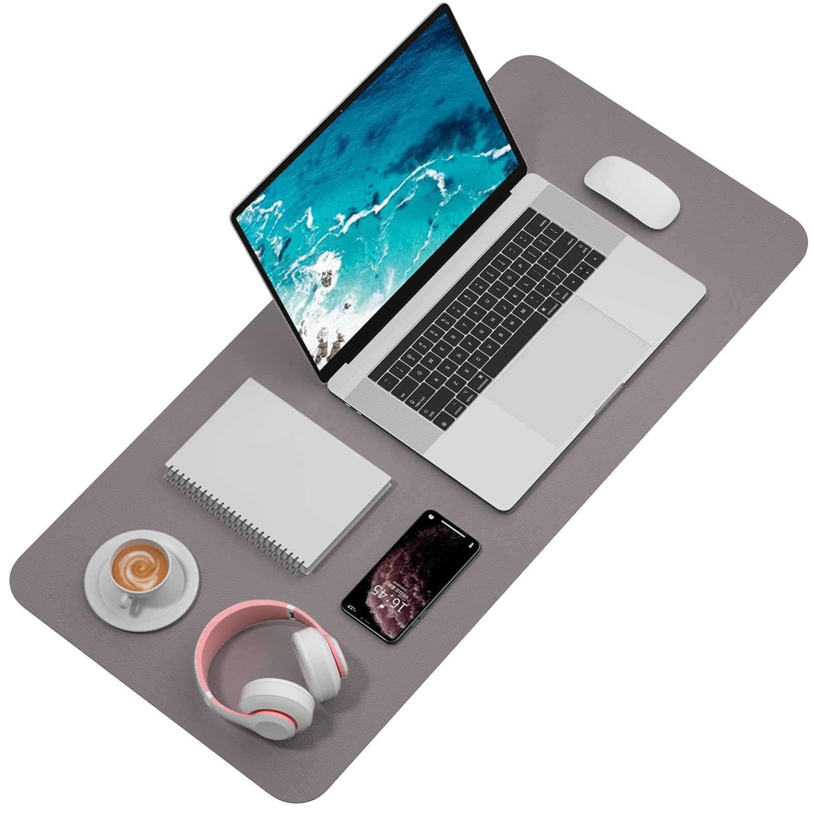 Hsurbtra Desk Pad, 35.5" x 17" PU Leather Desk Mat, XXL Extended Mouse Pad, Waterproof Desktop