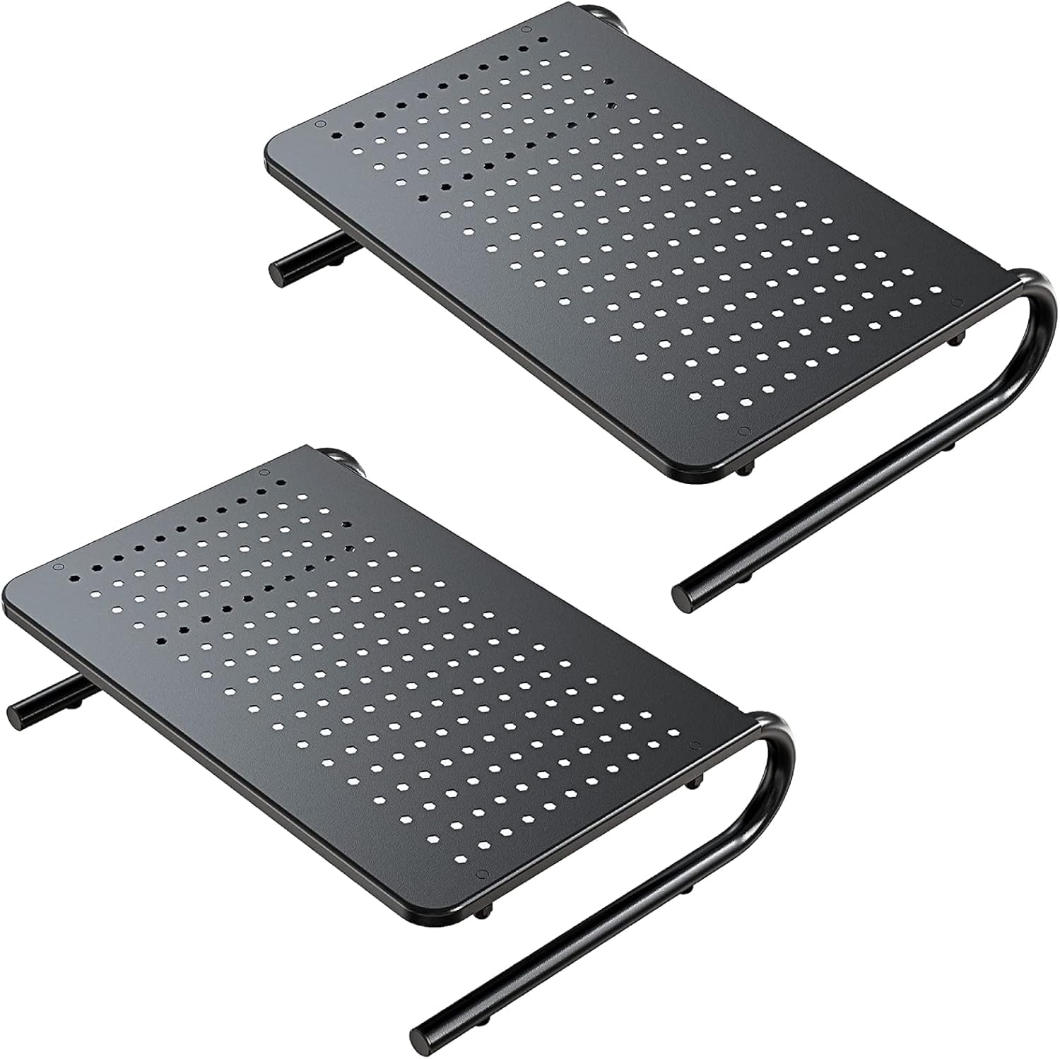 HUANUO Monitor Riser for Desk, Laptop Stand with Vented Steel Shelf, 2 Pack