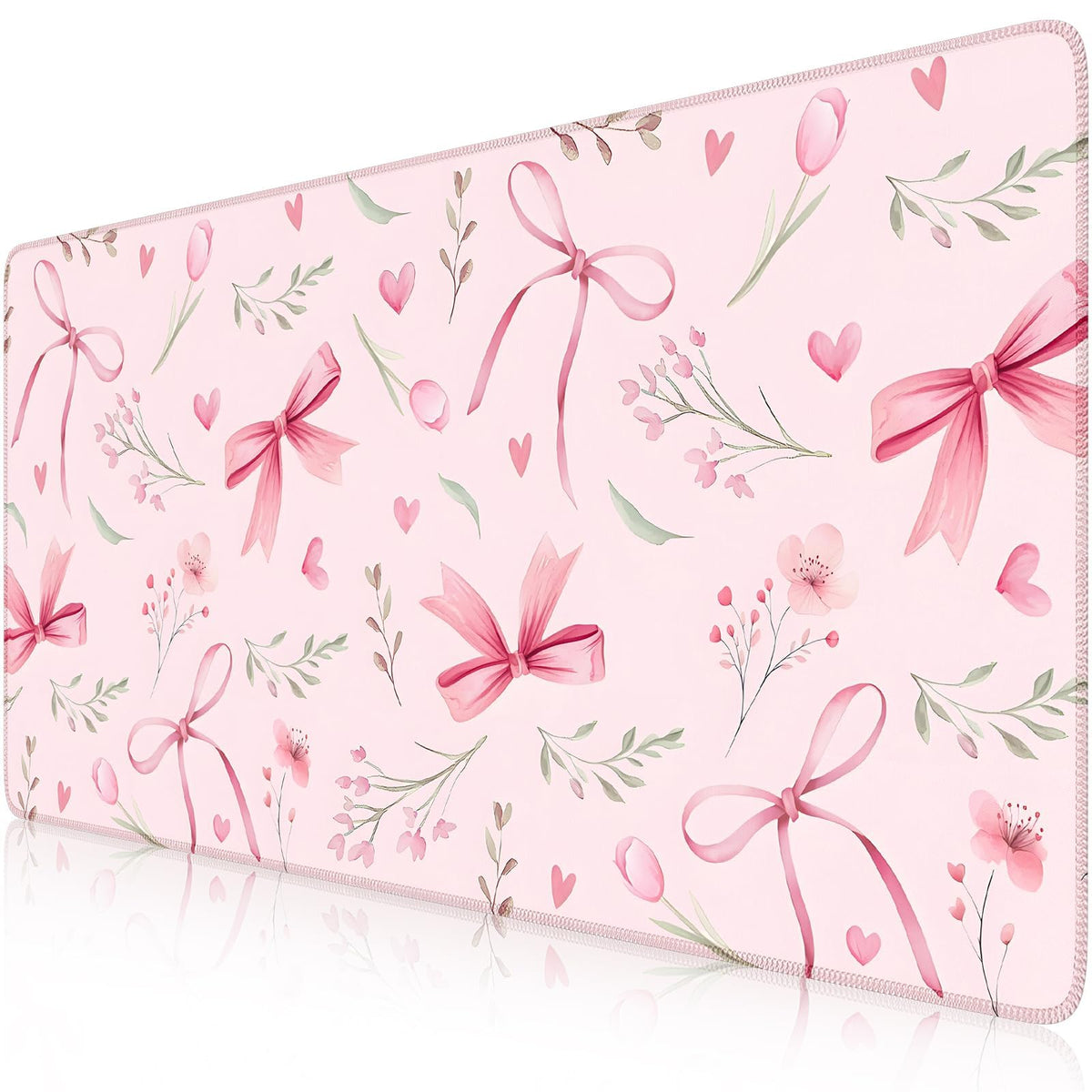 HAOCOO Pink Coquette Desk Mat, 35.4" x 15.7" Mousepad for Office Aesthetics