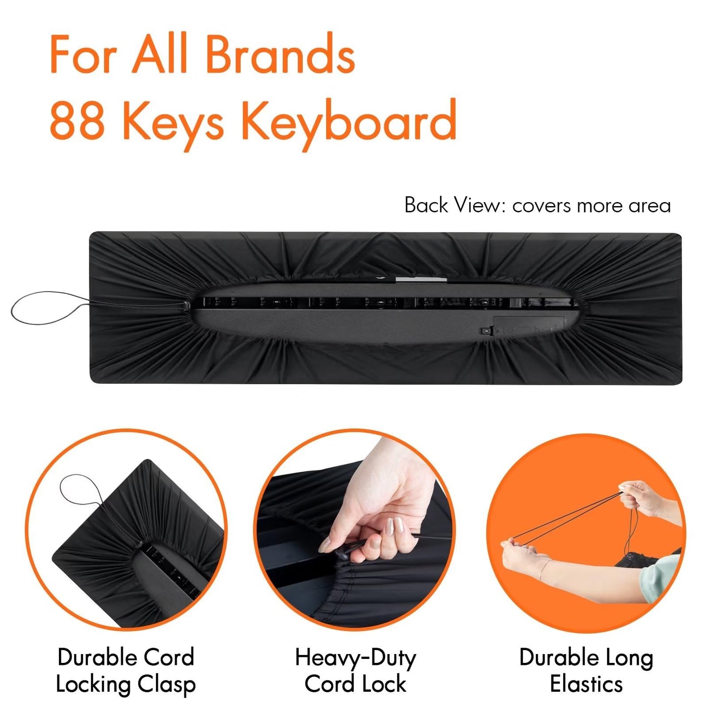 88 Keys Piano Keyboard Dust Cover, Music Dirt Proof Stretchy Electronic Keyboard Cover With Durable