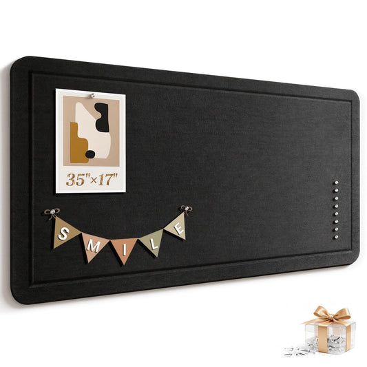 Large Bulletin Board, 35 X 17 Inches Felt Cork Board with 40 Pushpins, Foldable Felt Notice Pin