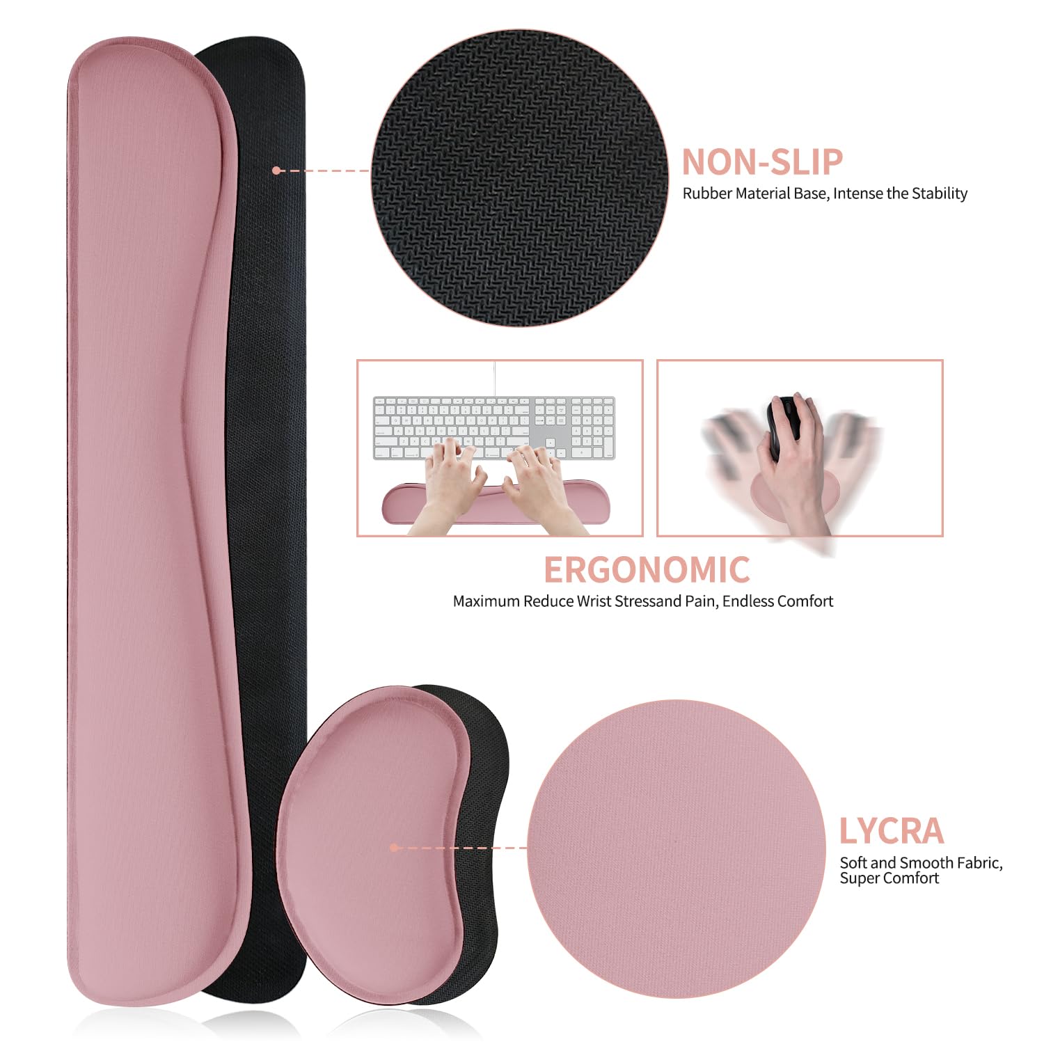 Meetcolor Mouse Pad and Keyboard Wrist Rest, 3-in-1 Keyboard and Mouse Pad