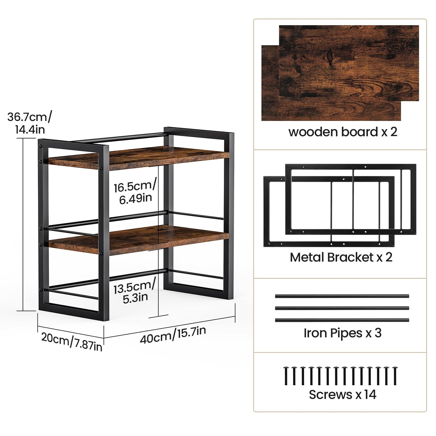 ART-GIFTREE Office Desk Shelf Organizer, Wood Desktop Bookshelf Supplies Storage Rack, Shelf for