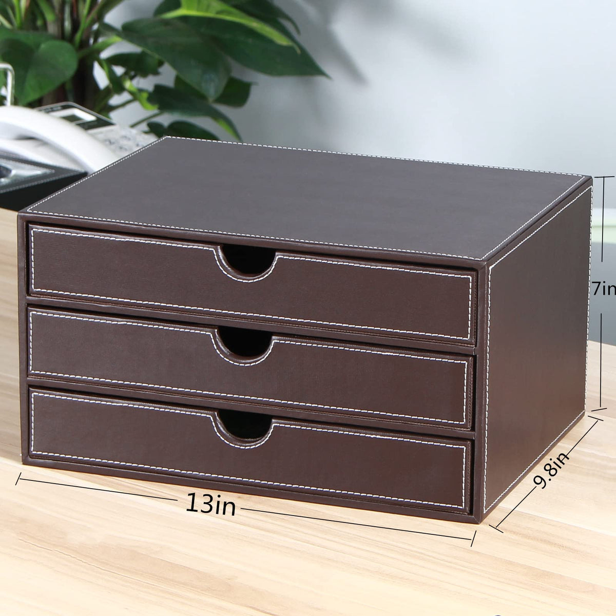 RHCSZ Stackable 3-Drawer Desk Organizer, Executive Office Supplies Desktop Filing A4 File