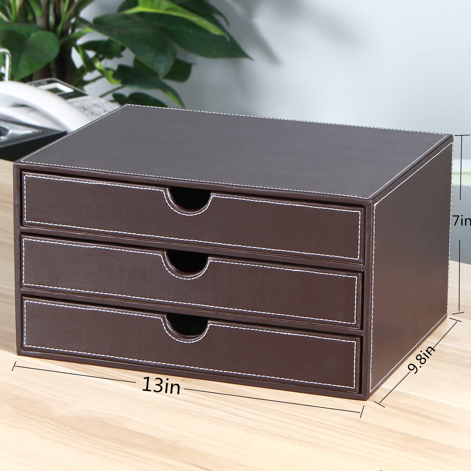 RHCSZ Stackable 3-Drawer Desk Organizer, Executive Office Supplies Desktop Filing A4 File