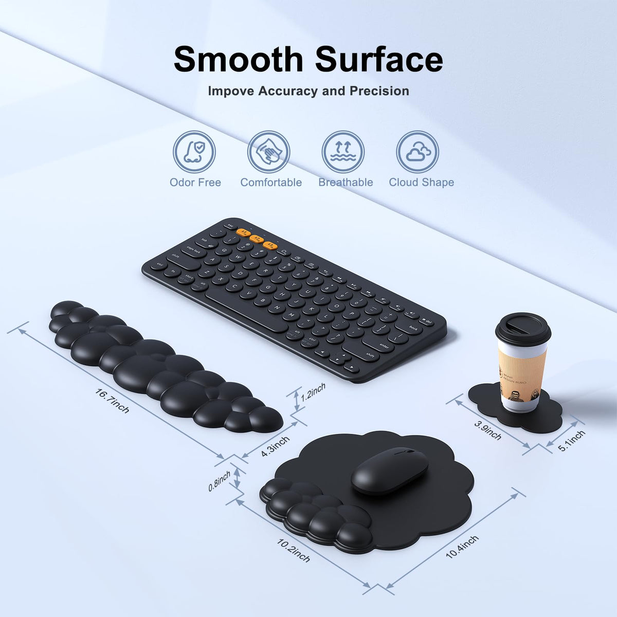 MOKURU Cloud Mouse Pad with Wrist Rest, Cloud Keyboard Wrist Rest, Mouse Pad Wrist Support
