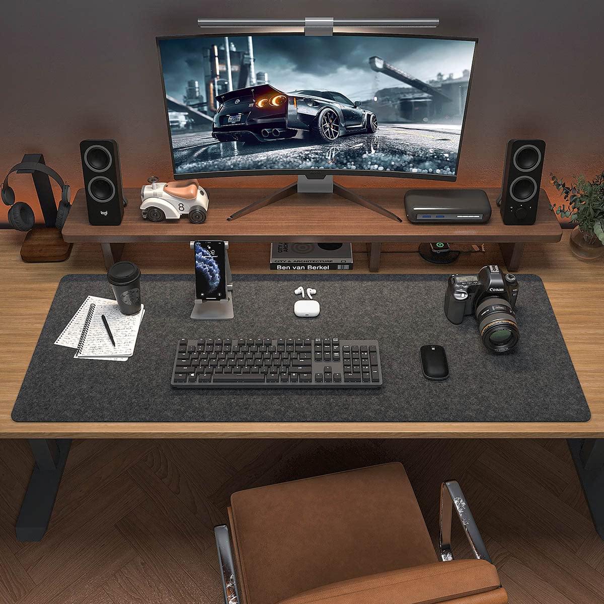 DAWNTREES Large Felt Desk Mat, 40''x16'' Full Keyboard and Mouse Pad
