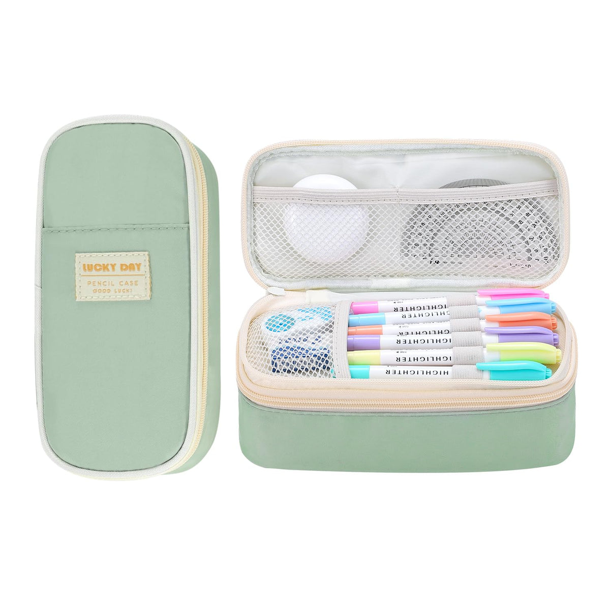 Large Pencil Case for Girls Teens Kids School Pencil Bag with Zipper Green