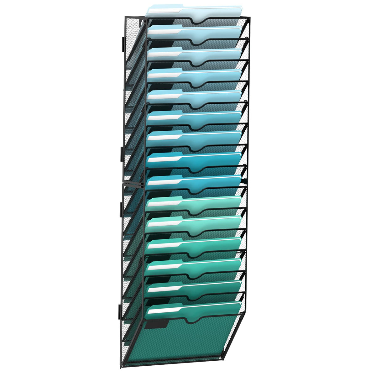 15-Tier Wall File Organizer, Hanging File Holder, Wall Mounted Mail Sorter