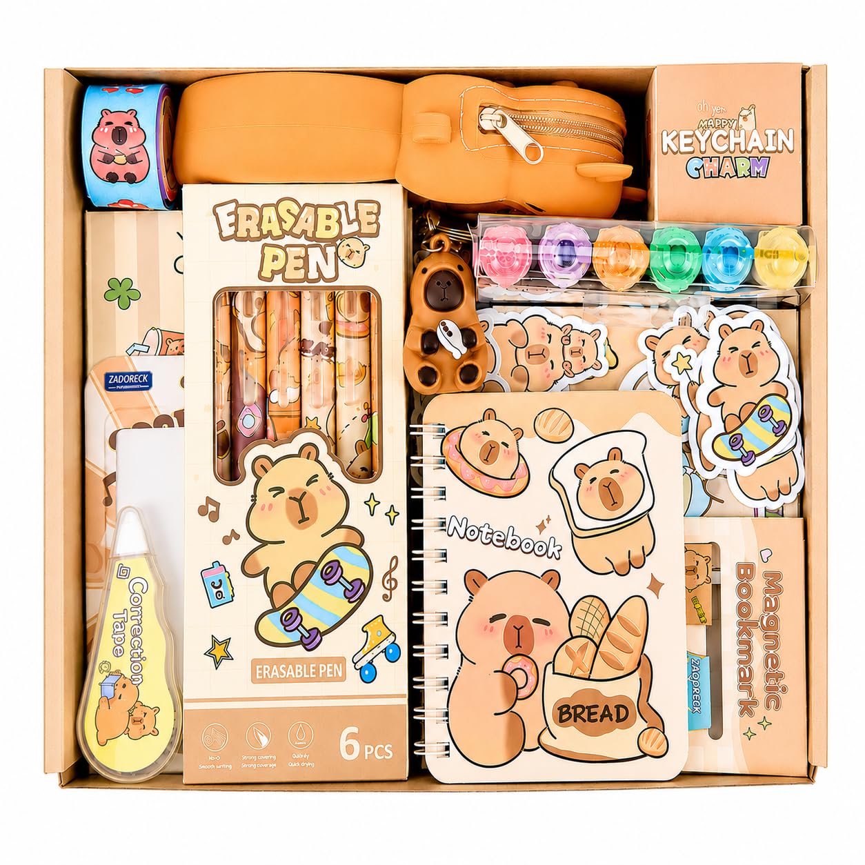 Capybara School Supplies for Kids,30PCS Cute Stationary Set for Girls