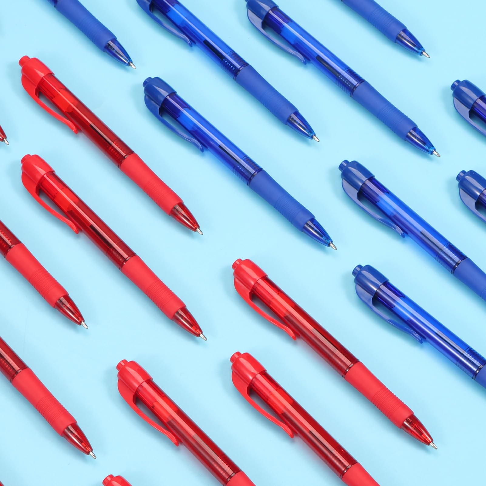 deegtran Pens Bulk, 50 Pack No Bleed Blue & Red Ink Click Pens with Soft Grip, Wholesale